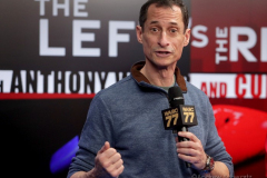 Former-Democratic Congressman from New York City Anthony Weiner speaks during a press conference to announce the launch of a new radio program “The Left vs. The Right” inside the studios of 77 WABC Radio on Saturday, Feb. 12, 2022 in New York City. The program will be co-hosted by Guardian Angels Founder Curtis Sliwa. (Photo by Andrew Schwartz)
