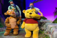 Jake Bazel and Sebastiano Ricci giving kisses to all the VIB after the show of Winnie the Pooh in Winnie the Pooh the New Musical Stage Adaption. Located at the Theatre Row (410 W 42nd St., New York on 23 Jan 2022.