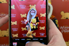One of the guest capturing her photos with the Winnie the Pooh photo op that’s located at  the Theatre Row (410 W 42nd St., New York on 23 Jan 2022.