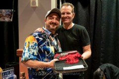 Paul Varacchi and  “Aliens” Michael Biehn  attend the Winter Con Convention at Resorts World NYC in Jamaica, Queens, on Mar. 12, 2022. (Photo by Gabriele Holtermann)