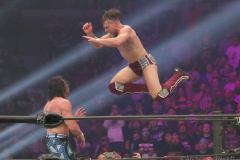 Pictured: Bryan Danielson and Kenny Omega.
Wrestlers from AEW (All Elite Wrestling) fought each other in the ring under the roof of Arthur Ashe Stadium in Flushing NY on September 22, 2021 during a live televised broadcast of AEW Dynamite: Grand Slam. (Photo by Andrew Schwartz)