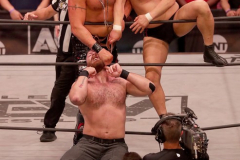 Pictured: Jon Moxley, Lance Archer and Minoru Suzuki
Wrestlers from AEW (All Elite Wrestling) fought each other in the ring under the roof of Arthur Ashe Stadium in Flushing NY on September 22, 2021 during a live televised broadcast of AEW Rampage: Grand Slam. (Photo by Andrew Schwartz)