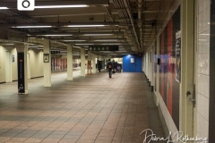 The Times Square Subway station during Rush Hour on Christmas Eve is usually packed with people but tonight it is almost empty due to the Corona Virus and people staying home.