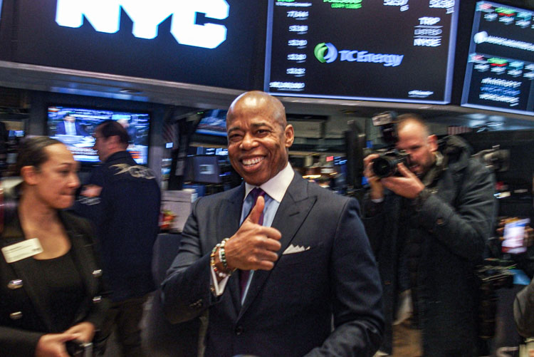 NYC Mayor Eric Adams Rings the Bell at NYSE